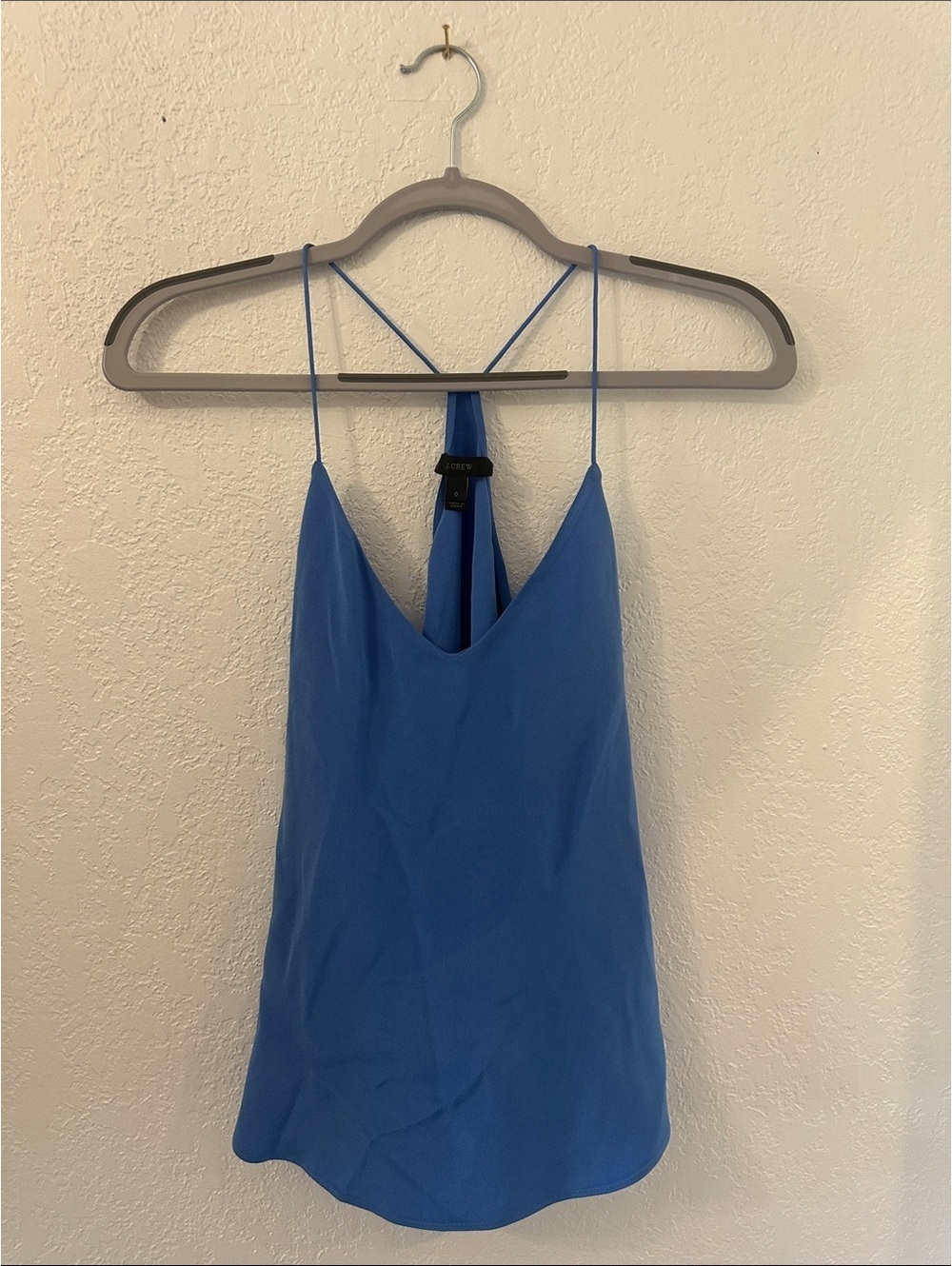 J.Crew Blue Silk Spaghetti Strap Tank Top Size 0
